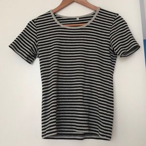 Small grey and black stripped cotton T-shirt